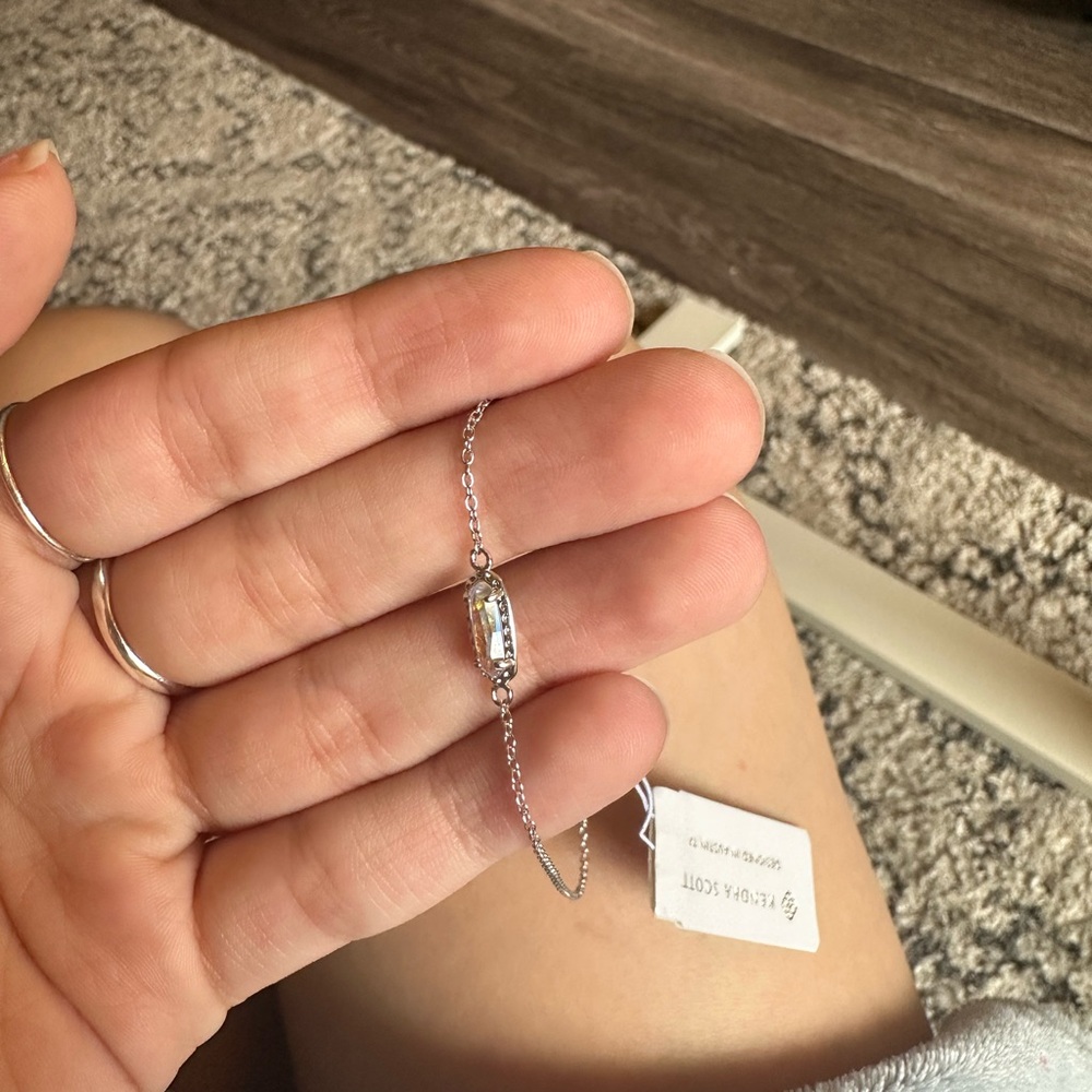 Kendra Scott Silver Bracelet with Clear Baguette Stone